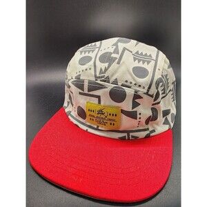 City Hunter USA Mens NY Geometric White Grey With Red Bill Adjustable Strap EUC